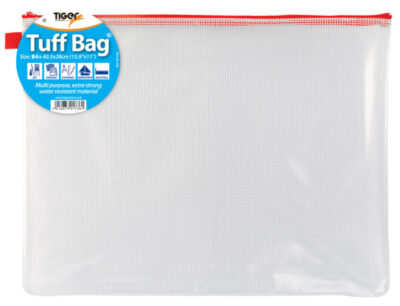 Tiger Tuff Bag Polypropylene B4 500 Micron Clear with Assorted Colour Zips - 301736