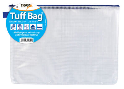Tiger Tuff Bag Polypropylene A4+ 500 Micron Clear with Assorted Colour Zips - 300854