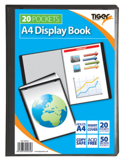 Tiger A4 Presentation Display Book 20 Pocket Black – 300932