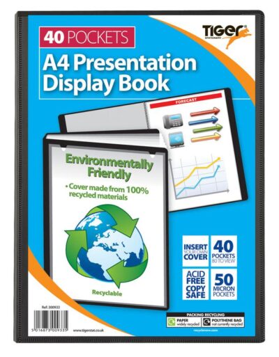 Tiger A4 Presentation Display Book 40 Pocket Black – 300933