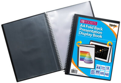 Tiger A4 Fold Back Display Book 12 Pocket Black – 301782