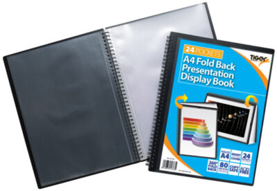 Tiger A4 Fold Back Display Book 24 Pocket Black – 301783