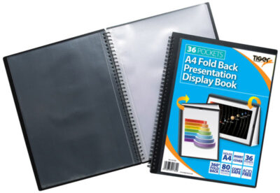Tiger A4 Fold Back Display Book 36 Pocket Black – 301784