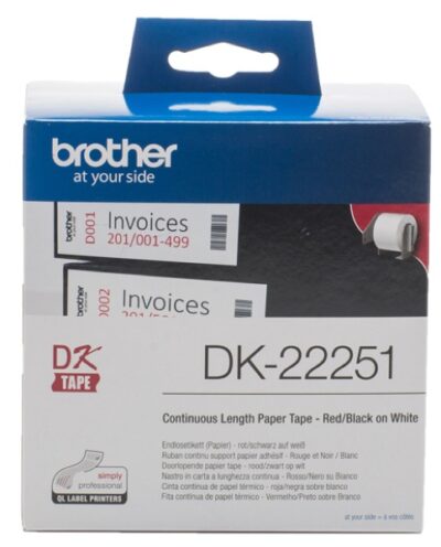 Brother Red & Black Continuous Paper Roll 62mm x 15m - DK22251