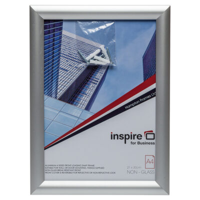 Photo Album Co Inspire for Business Certificate/Photo Snap Frame A4 Aluminium Frame Plastic Front Silver – SNAPA4S