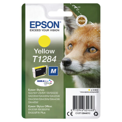 Epson T1284 Fox Yellow Standard Capacity Ink Cartridge 3.5ml - C13T12844012