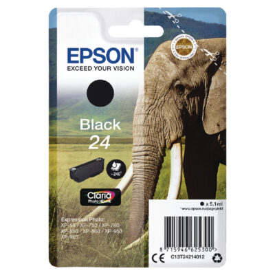 Epson 24 Elephant Black Standard Capacity Ink Cartridge 5ml - C13T24214012