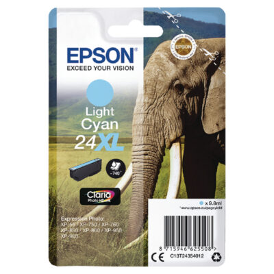 Epson 24XL Elephant Light Cyan High Yield Ink Cartridge 10ml - C13T24354012