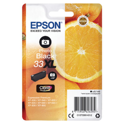 Epson 33XL Oranges Photo Black High Yield Ink Cartridge 8ml - C13T33614012