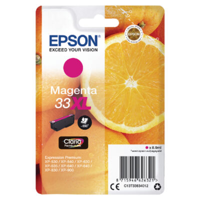 Epson 33XL Oranges Magenta High Yield Ink Cartridge 9ml - C13T33634012