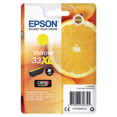 Epson 33XL Oranges Yellow High Yield Ink Cartridge 9ml - C13T33644012