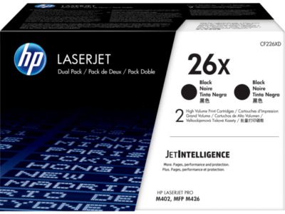 HP 26X Black High Yield Toner Cartridge Twinpack 2 x 9K pages (Pack 2) for HP LaserJet Pro M402/M426 - CF226XD
