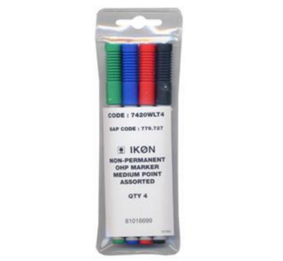 ValueX OHP Pen Non-Permanent Medium 0.7mm Line Assorted Colours (Pack 4) – 7420WLT4