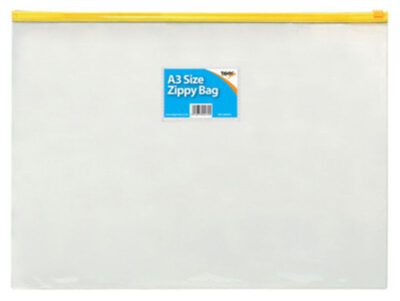 Tiger Zippy Bag Polypropylene A3 180 Micron Clear with Assorted Colour Zips - 300470