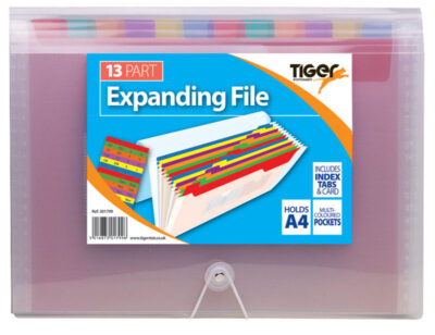 Tiger Rainbow Expanding File Polypropylene A4 13 Part Clear – 301799