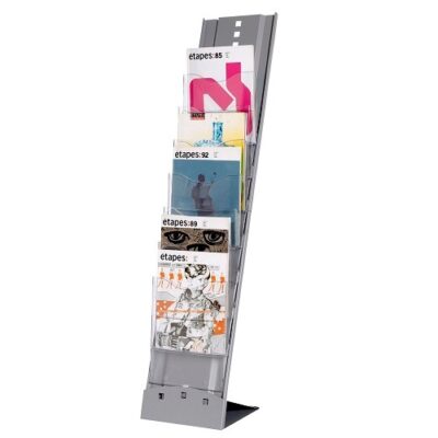 Fast Paper Literature Holder Floor Standing 7 Compartment A4 Portrait Grey – F285735
