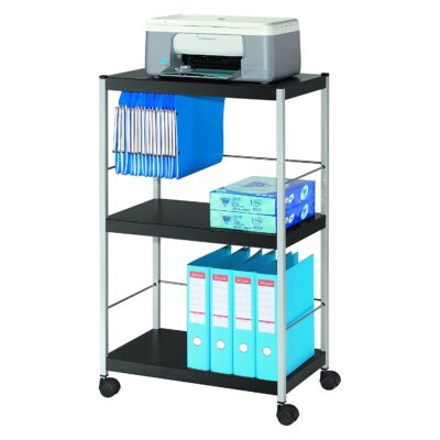 Fast Paper Mobile Trolley Large 3 Shelves Black/Silver - FDP3L01