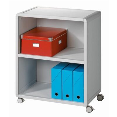 Fast Paper Mobile Bookcase 2 Compartment 1 Shelf Grey – FDM2K202