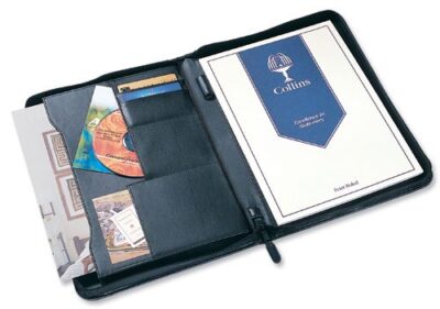 Collins A4 Conference Portfolio with Zip Leather Look Black 7018 – 815265