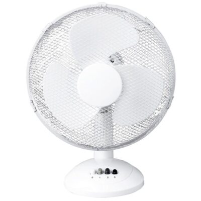 ValueX 12 Inch/305mm 3 Speed Tilting Oscillating Desk Fan White - 43920