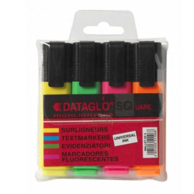 ValueX Flat Barrel Highlighter Pen Chisel Tip 1-5mm Line Assorted Colours (Pack 4) – 7910WT4