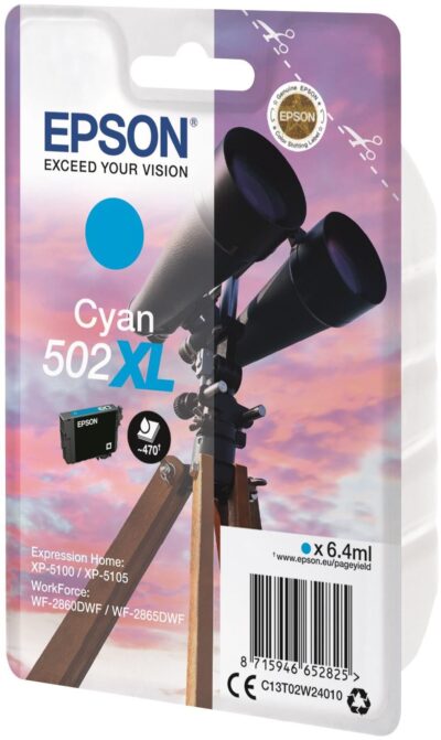 Epson 502XL Binoculars Cyan High Yield Ink Cartridge 6ml - C13T02W24010