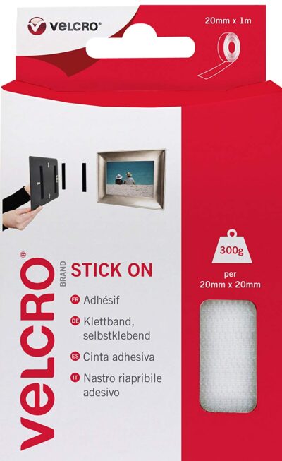 Velcro Sticky Hook and Loop Strip 20mmx1m White – 40261