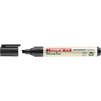 edding 22 EcoLine Permanent Marker Chisel Tip 1-5mm Line Black (Pack 10) - 4-22001
