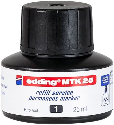edding MTK 25 Bottled Refill Ink for Permanent Markers 25ml Black – 4-MTK25001