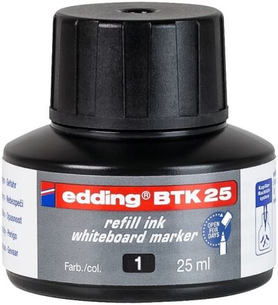 edding BTK 25 Bottled Refill Ink for Whiteboard Markers 25ml Black - 4-BTK25001