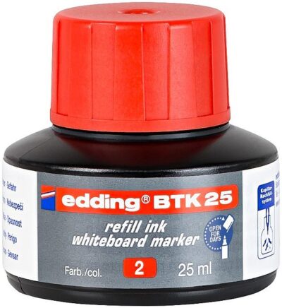 edding BTK 25 Bottled Refill Ink for Whiteboard Markers 25ml Red - 4-BTK25002