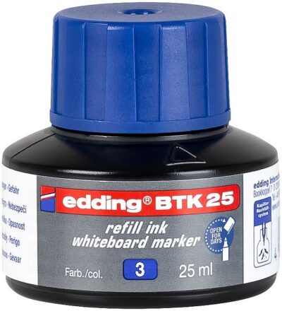 edding BTK 25 Bottled Refill Ink for Whiteboard Markers 25ml Blue – 4-BTK25003