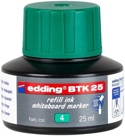 edding BTK 25 Bottled Refill Ink for Whiteboard Markers 25ml Green – 4-BTK25004