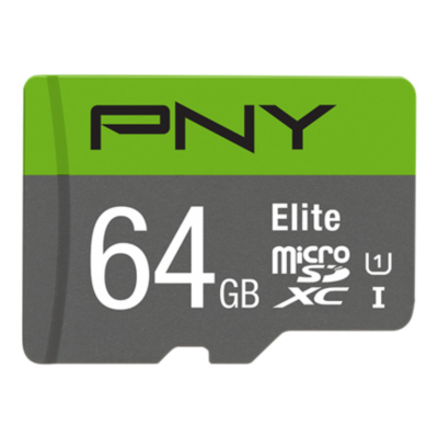 PNY 64GB Elite CL10 UHS1 MicroSDXC and Adapter