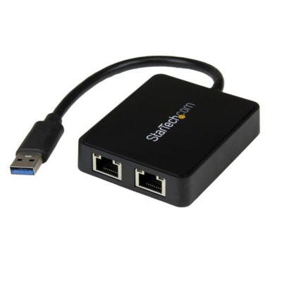 StarTech.com USB 3.0 to Dual Port Gigabit Ethernet Adapter NIC with USB Port