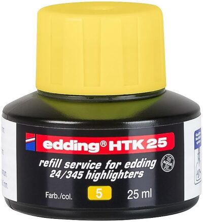 edding HTK 25 Bottled Refill Ink for Highlighter Pens 25ml Yellow - 4-HTK25005