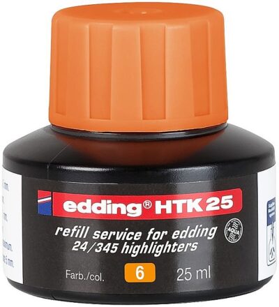 edding HTK 25 Bottled Refill Ink for Highlighter Pens 25ml Orange - 4-HTK25006