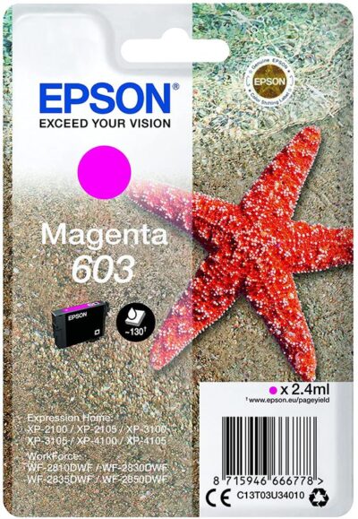 Epson 603XL Starfish Magenta High Yield Ink Cartridge 4ml - C13T03A34010