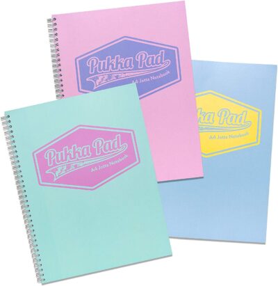 Pukka Pad Jotta A4 Wirebound Card Cover Notebook Ruled 200 Pages Pastel Blue/Pink/Mint (Pack 3) – 8628-PST