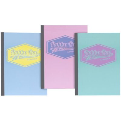 Pukka A4 Refill Pad Ruled 160 Pages Pastel Blue/Pink/Mint (Pack 3) - 8902-PST