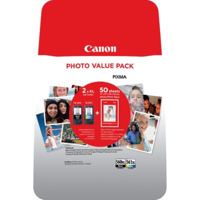 Canon PG560XL CL561XL Black Tri- Colour High Yield Ink Cartridge Twinpack 12.2ml + 14.3ml (Pack 2) - 3712C004