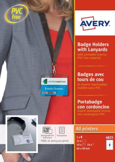 Avery Name Badge Holder with Lanyard 60x90mm (Pack 10) – 4825