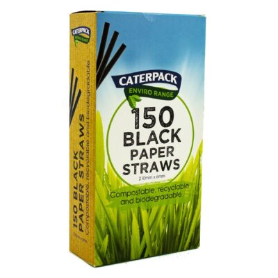 Caterpack Enviro Paper Straws Black (Pack 150) – 10566