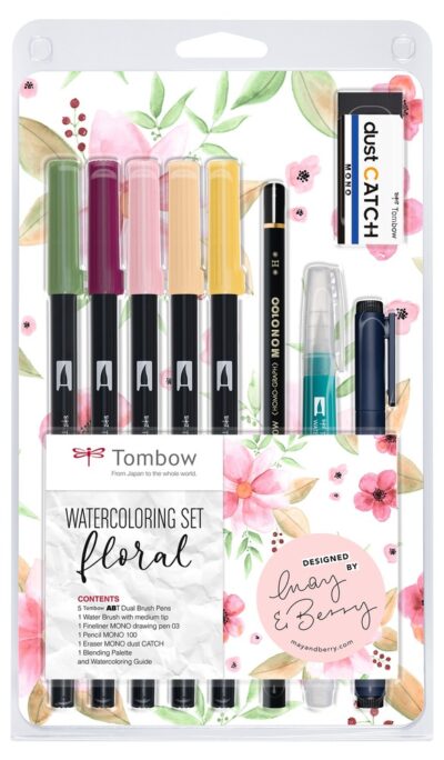 Towbow Floral Theme Watercolouring Set with 10 Items – WCS-FL