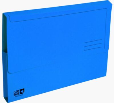 Exacompta CleanSafe Document Wallet Manilla Foolscap Half Flap 400gsm Blue (Pack 5) – 47222E