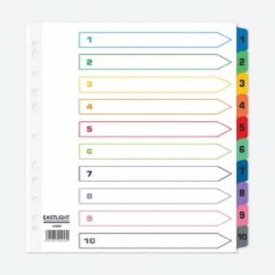 ValueX Index 1-10 A4 Extra Wide Card White 160gsm with Coloured Mylar Tabs – 824253