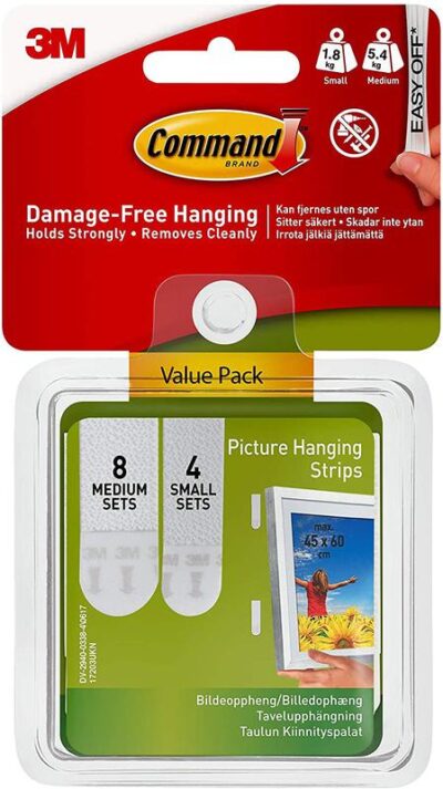 3M Command Picture Hanging Strips Value Pack 8 Medium 4 Small White (Pack 12) 17203 – 7100235893