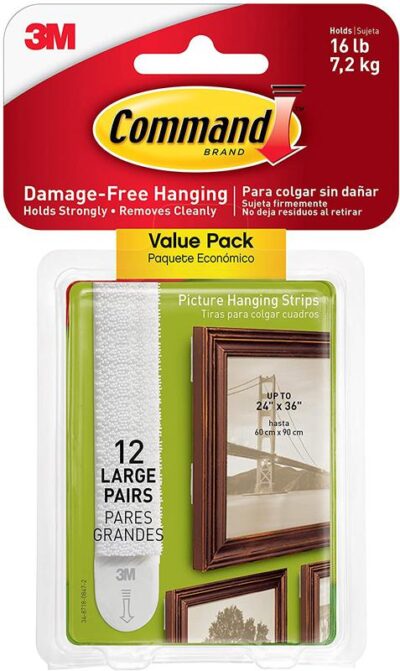 3M Command Picture Hanging Strips Large White (Pack 12) 17206 – 7100109340