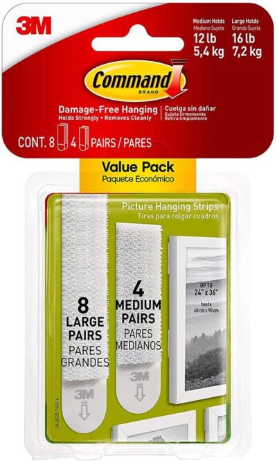 3M Command Picture Hanging Strips Value Pack 8 Large 4 Medium White (Pack 12) 17209 – 7100235862