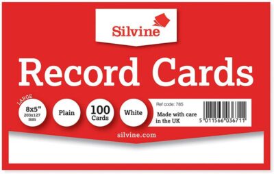 ValueX Record Cards Plain 203x127mm White (Pack 100) – 785